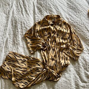 ASOS Black and Tan Animal Print Dress